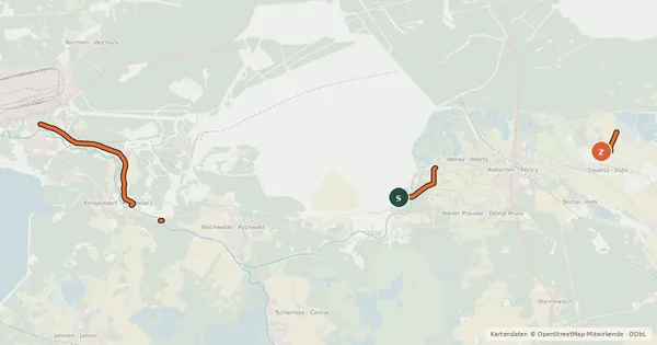 Kartenübersicht der Radroute Wolfsradweg Alternativen
