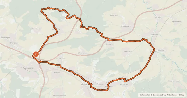 Kartenübersicht der Radroute WT2 Streuobst-Tour