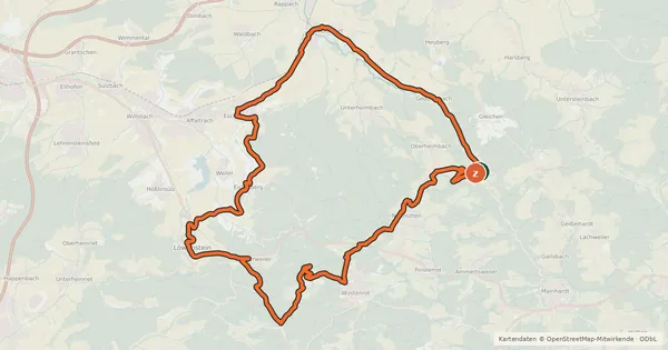 Kartenübersicht der Radroute WT4 Zwischen Eschenauer Paradies und Löwensteiner Bergen
