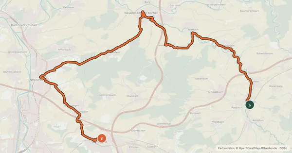 Kartenübersicht der Radroute WT6 Per Pedal zur Poesie