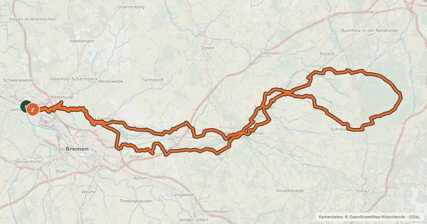 Kartenübersicht der Radroute Wümme-Radweg