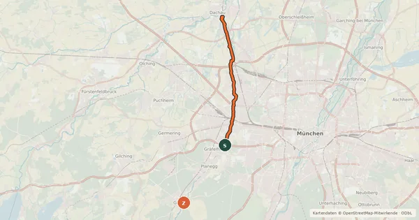 Kartenübersicht der Radroute Würmtalradweg
