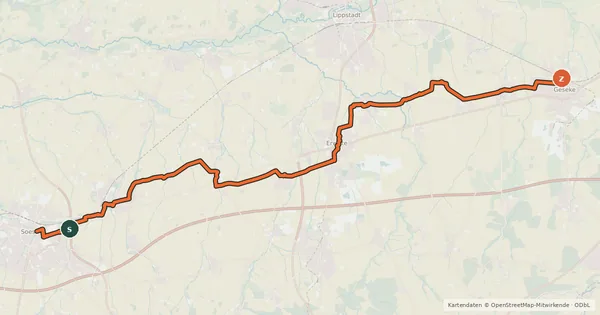 Kartenübersicht der Radroute "Zabel-Fernroute"