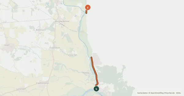 Kartenübersicht der Radroute Záhorská cyklomagistrála