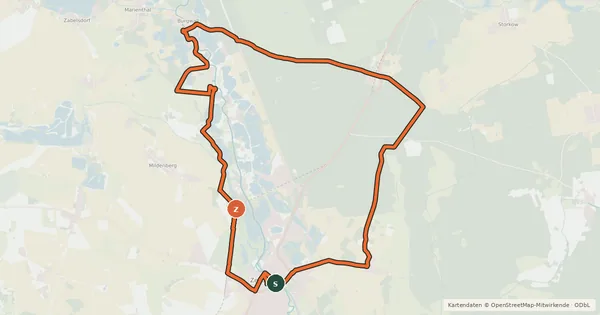 Kartenübersicht der Radroute Zehdenicker Radroute 1