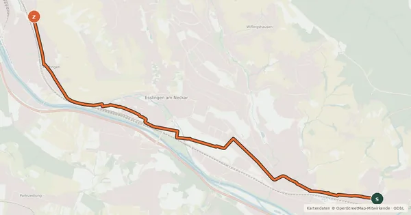 Kartenübersicht der Radroute Zell - Mettingen