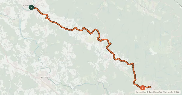 Kartenübersicht der Radroute Zellertalradweg