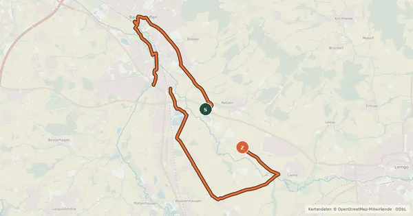 Kartenübersicht der Radroute Ziegelroute