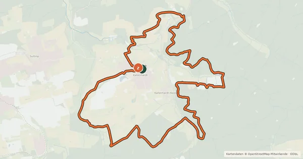 Kartenübersicht der Radroute Ziegenbock-Tour bzw. Rund um Kallenhardt