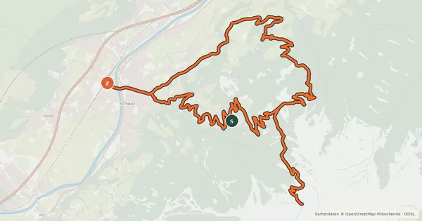 Kartenübersicht der Radroute Zintberg - Proxalm - Gallzein
