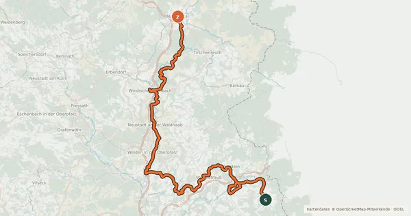 Kartenübersicht der Radroute Zoigl-Radweg