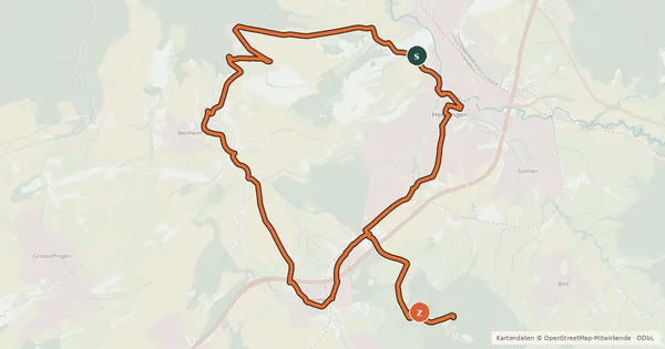 Kartenübersicht der Radroute Zollern-Tour