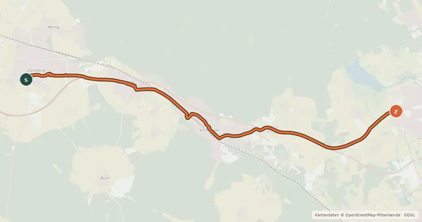 Kartenübersicht der Radroute Zorneding - Ebersberg