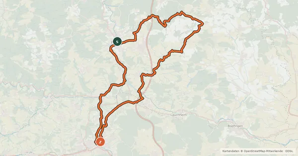 Kartenübersicht der Radroute Zu Römern und Alamannen