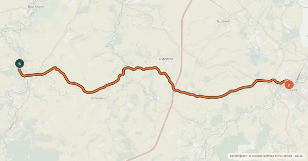 Kartenübersicht der Radroute Zuckerbahn Radweg