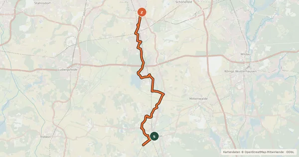 Kartenübersicht der Radroute Zülowroute