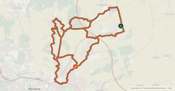 Kartenübersicht der Radroute Zwei-Bäche-Tour