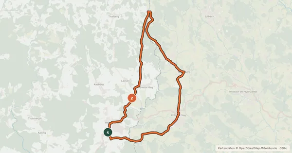 Kartenübersicht der Radroute Zwei-Länder-Radweg