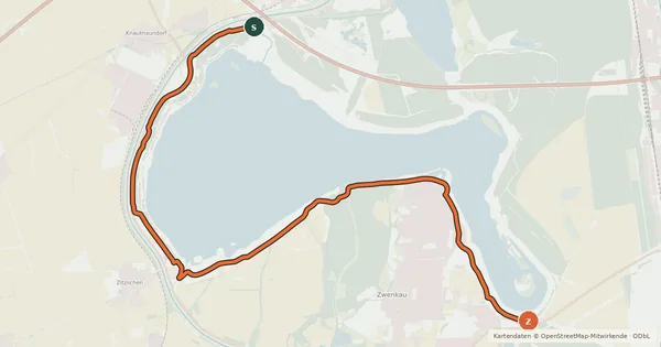 Kartenübersicht der Radroute Zwenkauer See Radweg