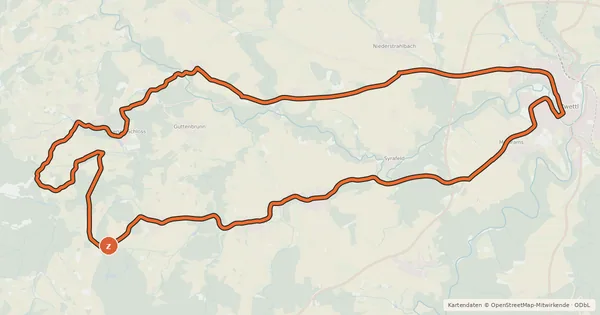 Kartenübersicht der Radroute Zwettl Radweg 3, grün