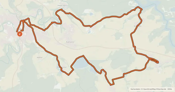 Kartenübersicht der Radroute Zwettl Radweg 5, rot