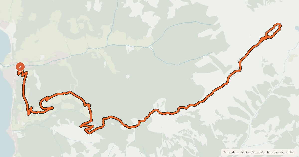 Kartenübersicht der Radroute Thumersbach - Hundstein