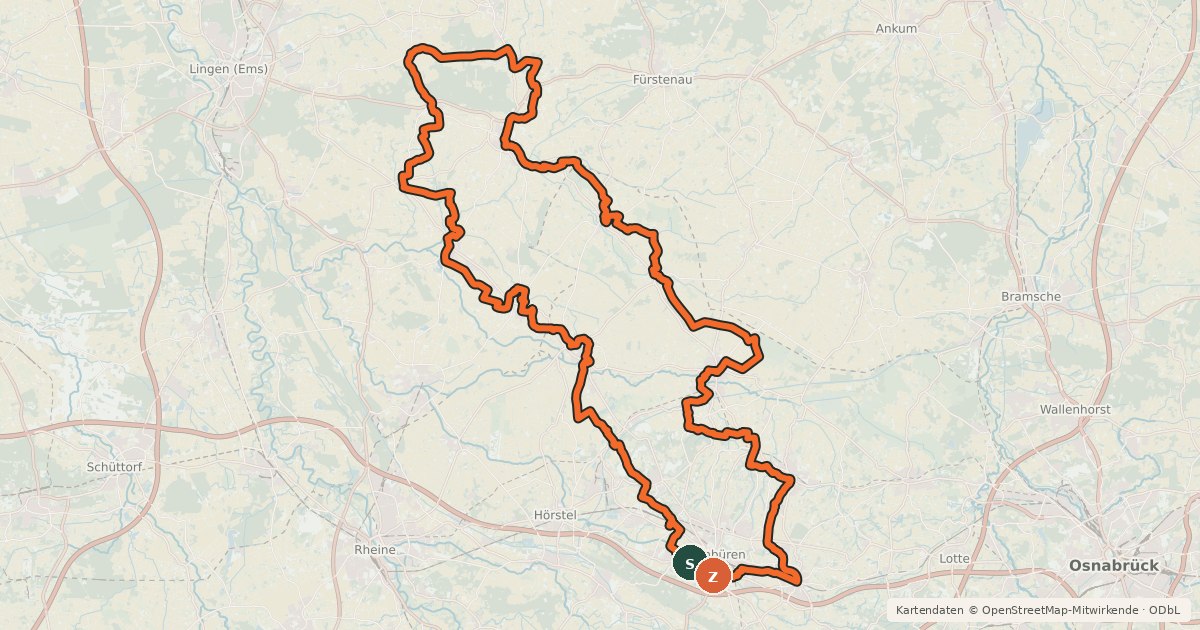Kartenübersicht der Radroute Töddenland Radweg