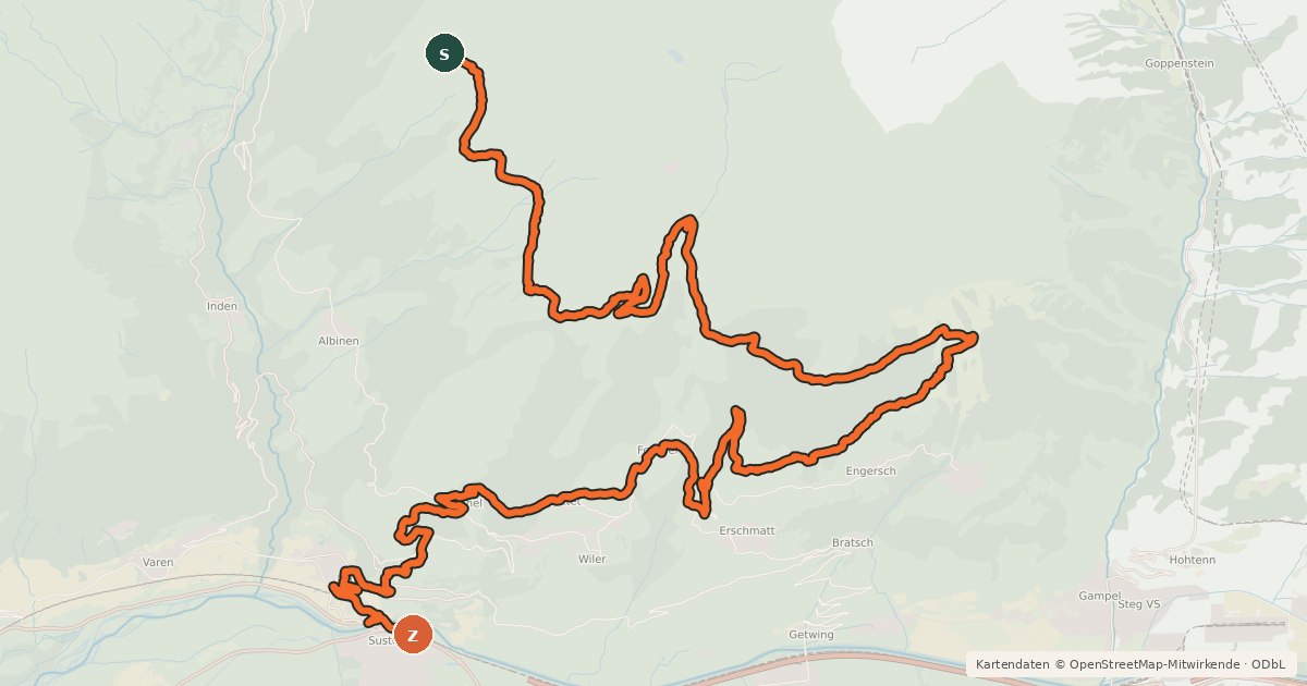 Kartenübersicht der Radroute Torrenttrail Bike
