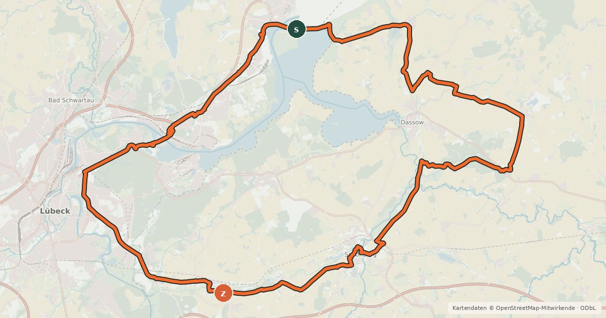 Kartenübersicht der Radroute Tour 1