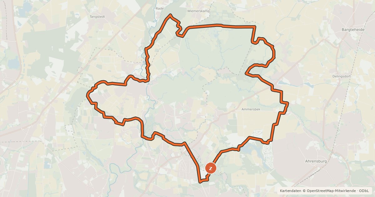 Kartenübersicht der Radroute Tour 11, Radwander-Rundweg, Stormarn