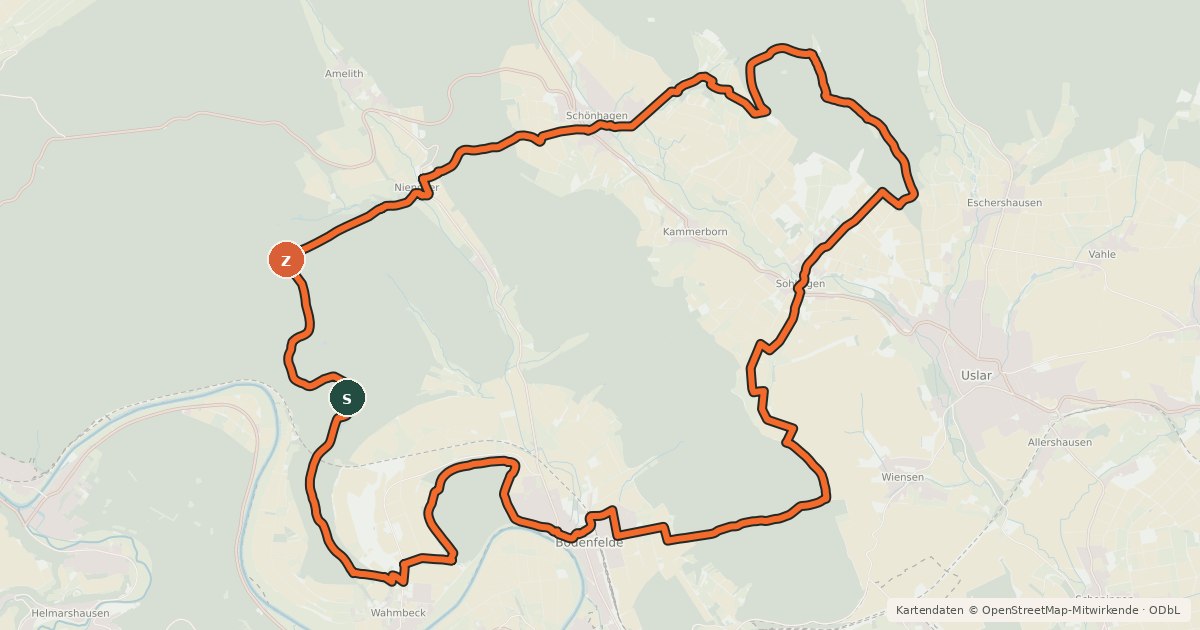 Kartenübersicht der Radroute Tour 11 Vom Hutewald zum Sollingturm