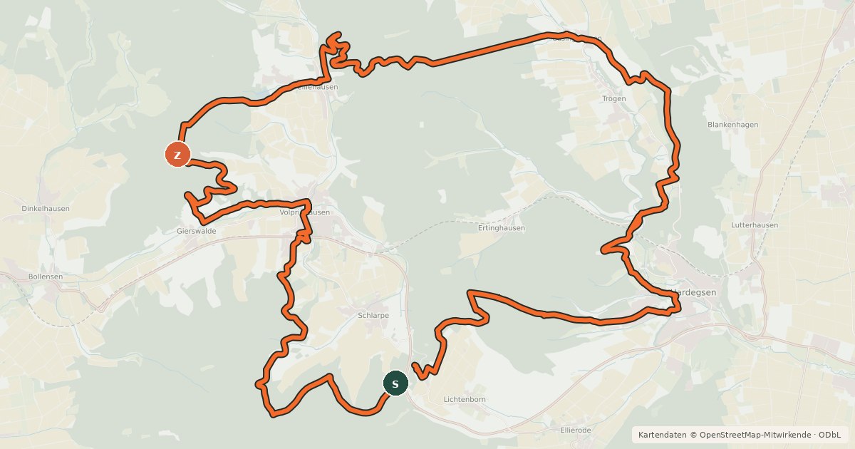 Kartenübersicht der Radroute Tour 13