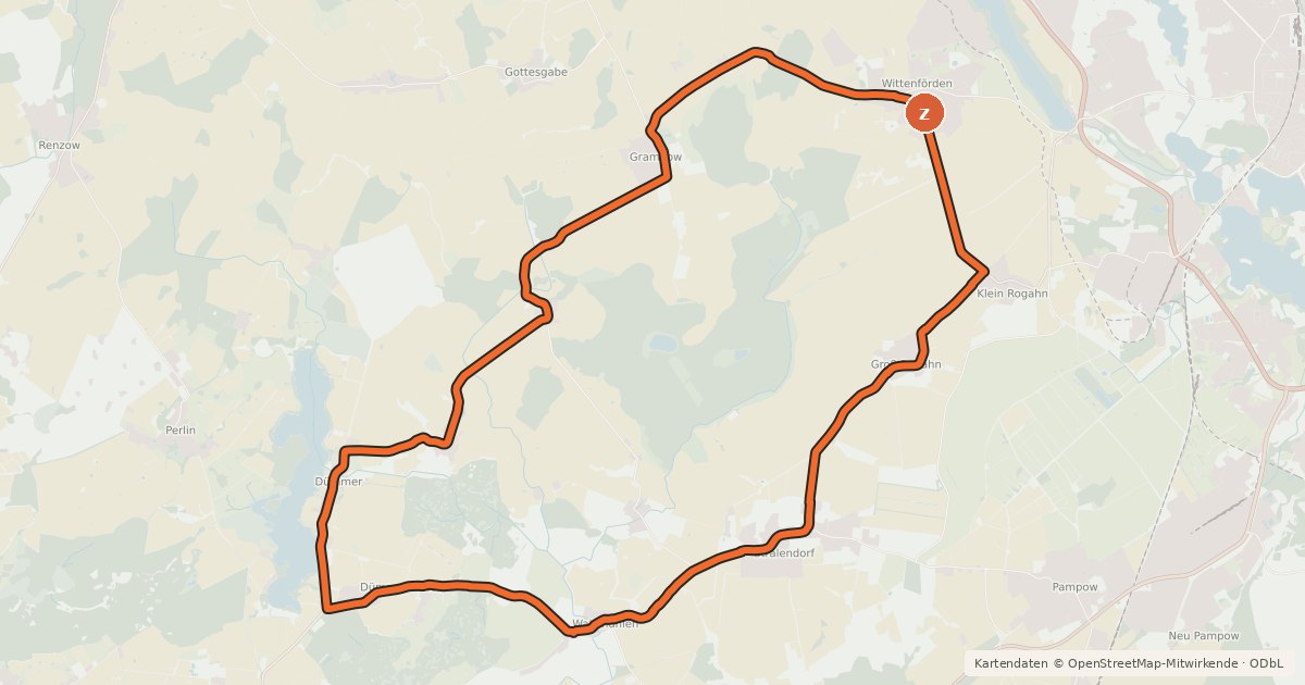 Kartenübersicht der Radroute Tour 13