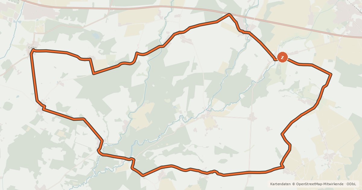 Kartenübersicht der Radroute Tour 14