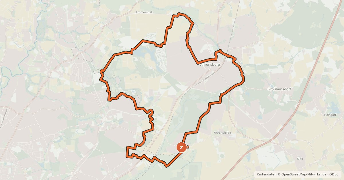 Kartenübersicht der Radroute Tour 15, Radwander-Rundweg, Stormarn