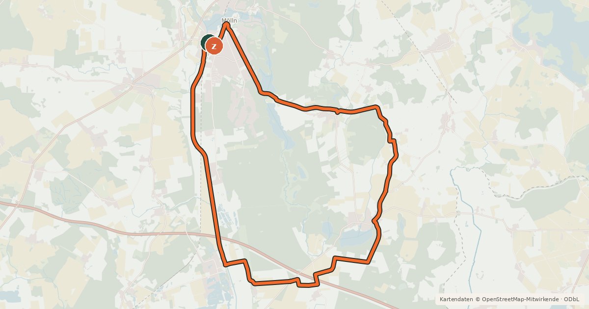 Kartenübersicht der Radroute Tour 15, Radwander Rundwege Herzotum Lauenburg