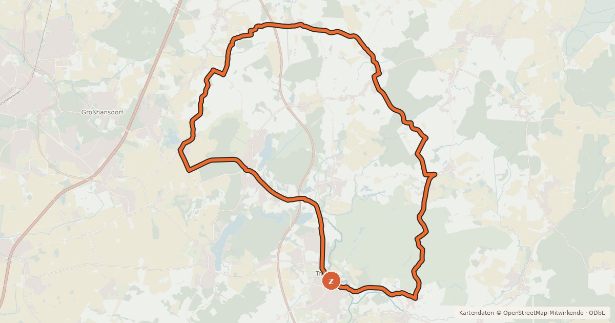 Kartenübersicht der Radroute Tour 17, Radwander-Rundweg, Stormarn