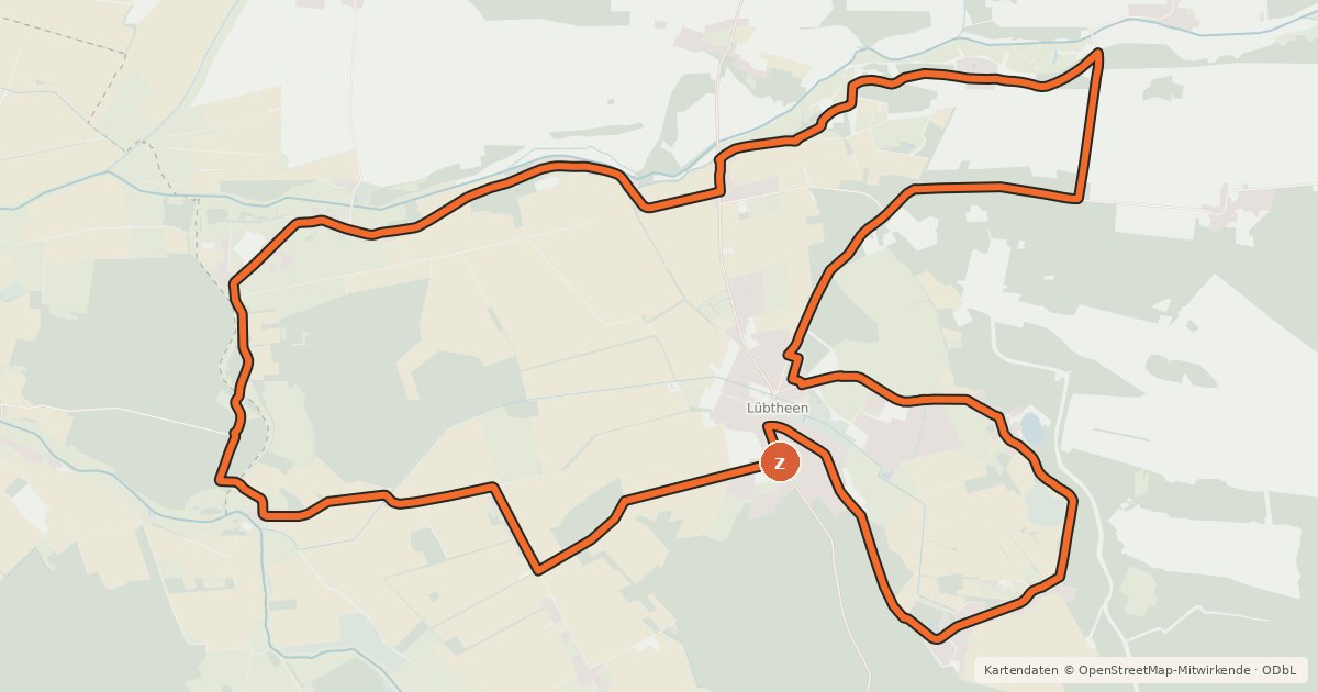 Kartenübersicht der Radroute Tour 20