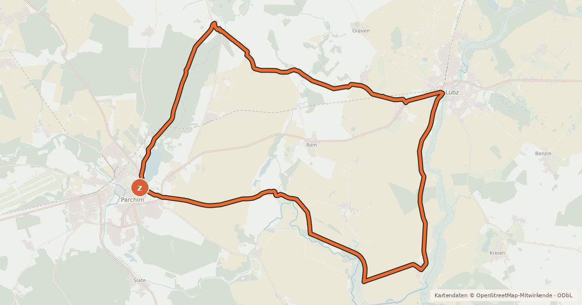 Kartenübersicht der Radroute Tour 25