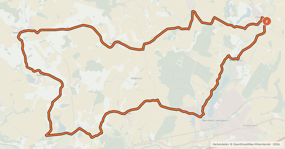 Kartenübersicht der Radroute Tour 3, Radwander-Rundweg, Stormarn