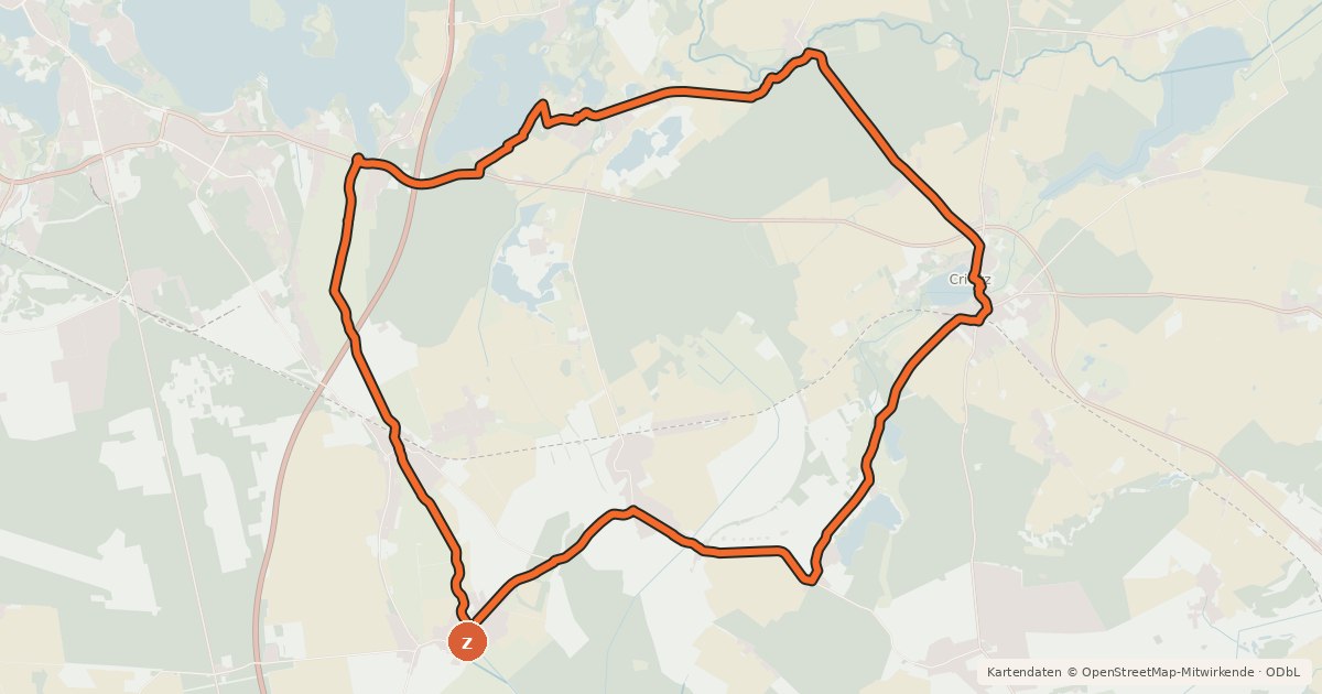 Kartenübersicht der Radroute Tour 34