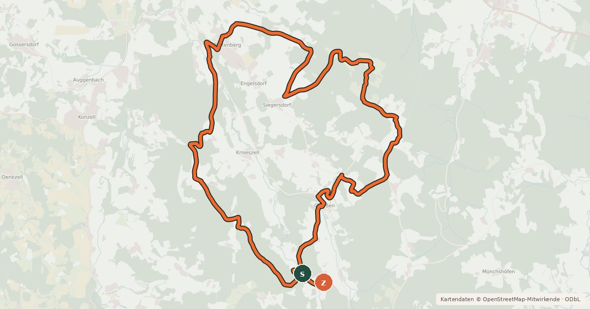 Kartenübersicht der Radroute Tour 51 - Zellerhöhe–Zierling