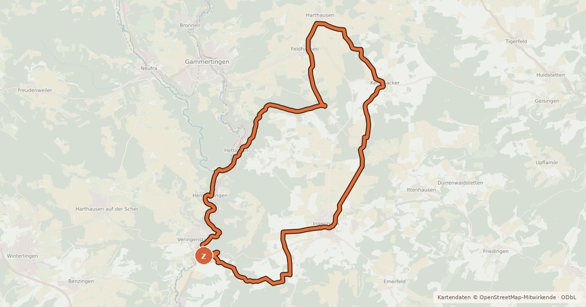 Kartenübersicht der Radroute Tour 6 - Alb-Lauchert-Tour
