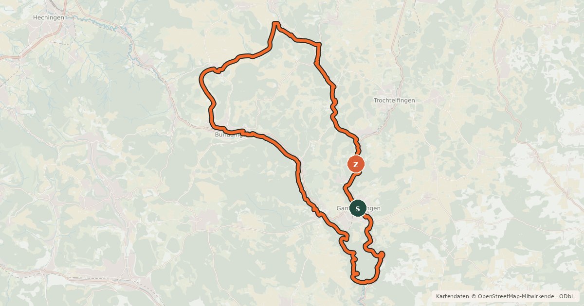 Kartenübersicht der Radroute Tour 7 - Lauchert-Fehla-Tour