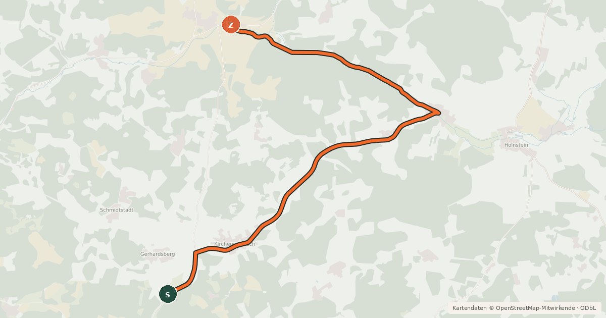 Kartenübersicht der Radroute Tour 9a