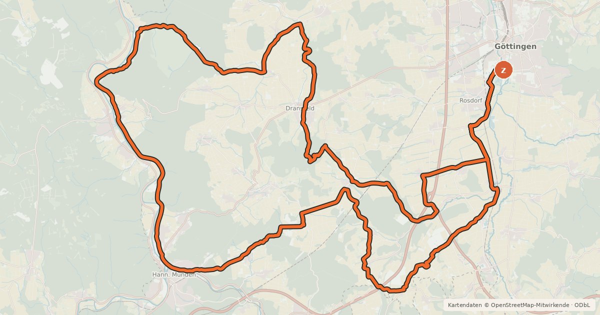 Kartenübersicht der Radroute Tour d'Energie 100