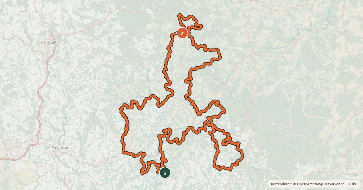 Kartenübersicht der Radroute Tour de Alm