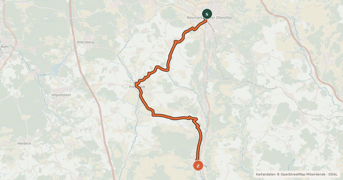 Kartenübersicht der Radroute Tour de Baroque