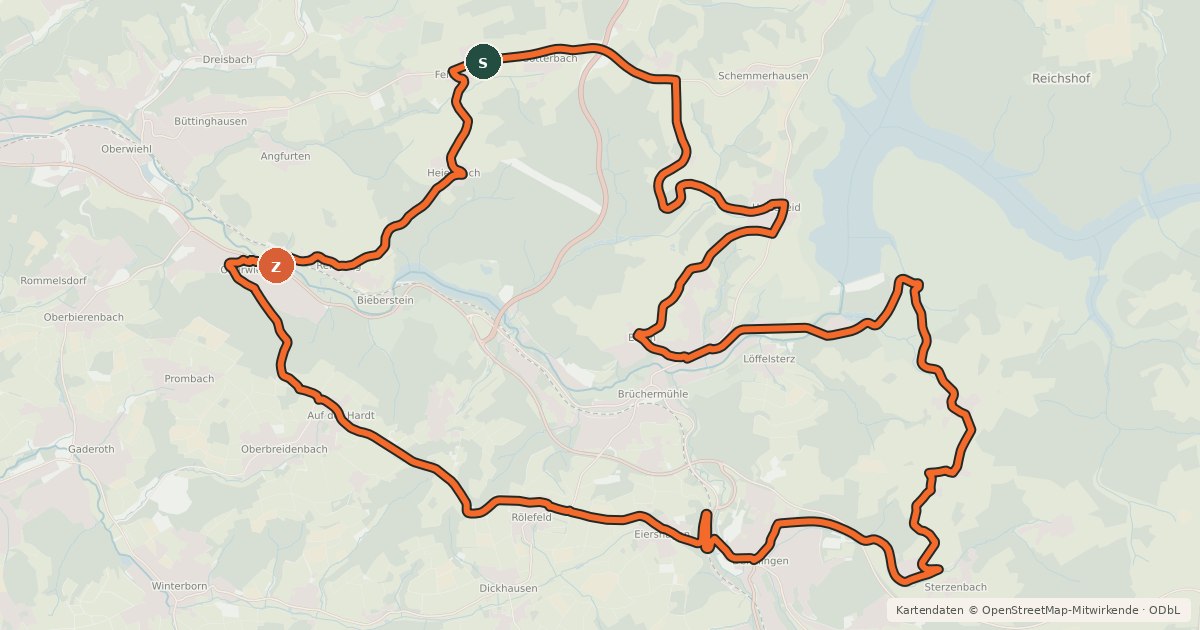 Kartenübersicht der Radroute Tour de Denklingen