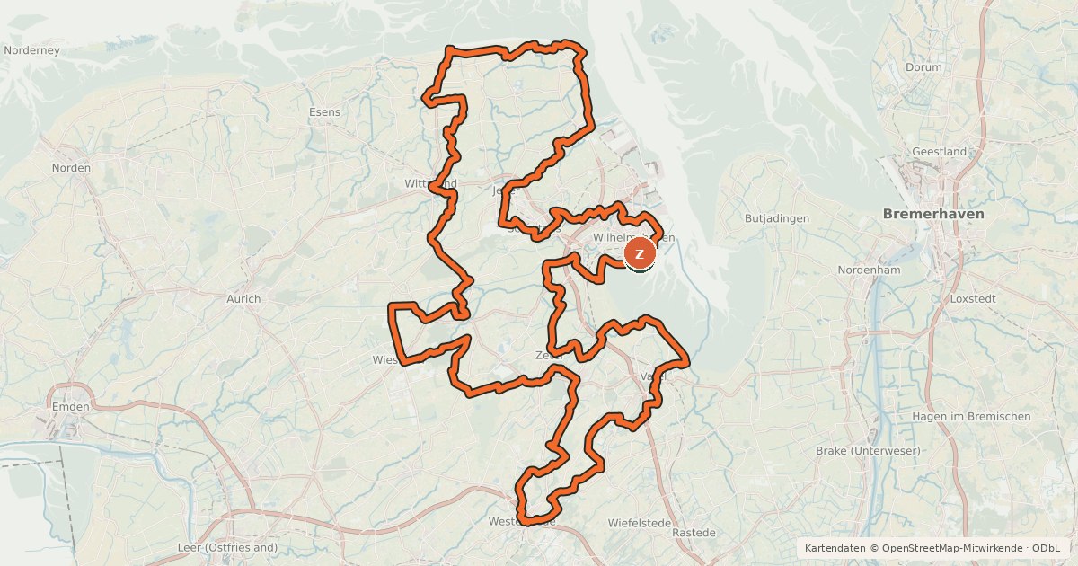 Kartenübersicht der Radroute Tour de Fries